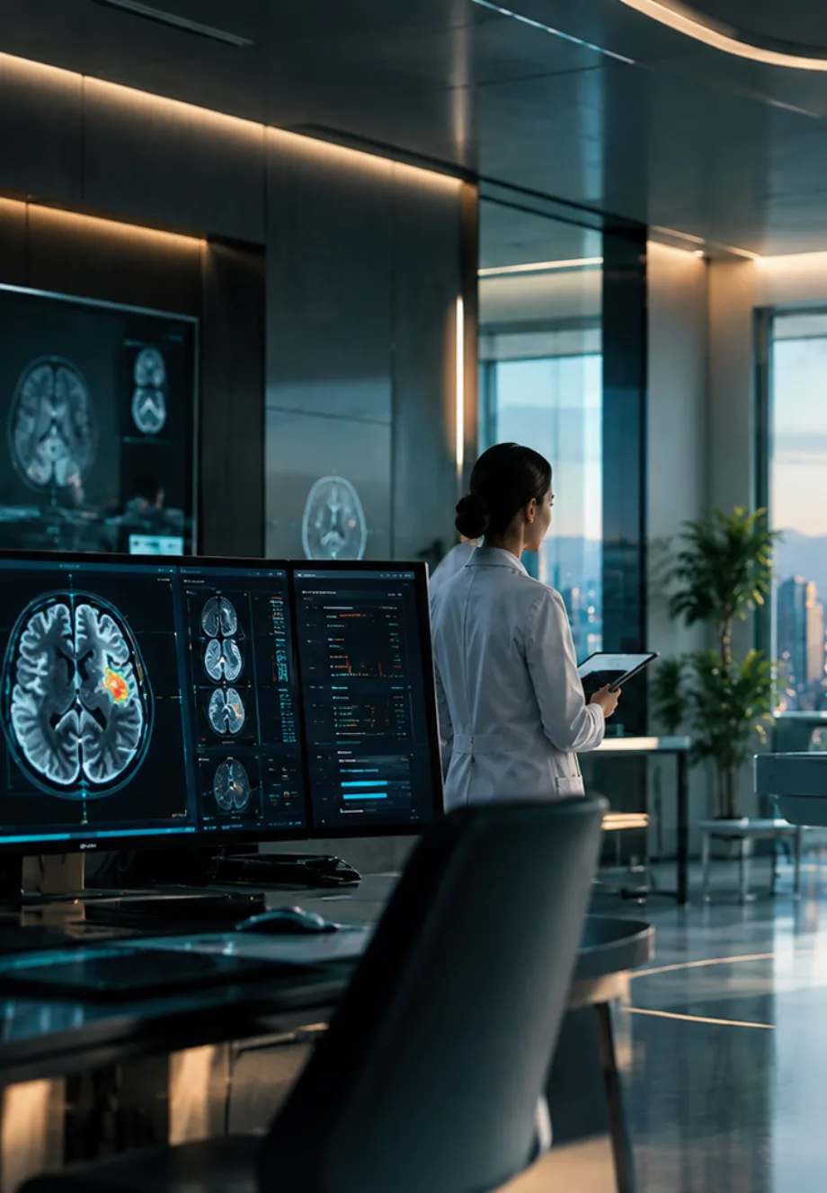 Clinician reviewing imaging data